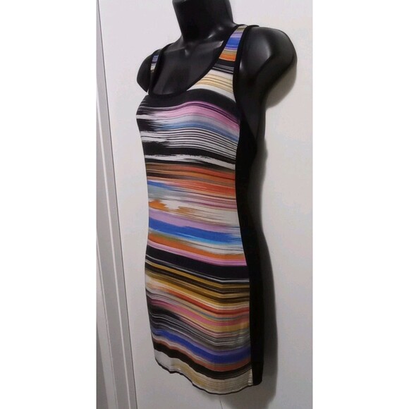 Vtg 90s Trina By Trina Turk Racerback Mini Dress Watercolor Medium Stretch Lined - Picture 4 of 9